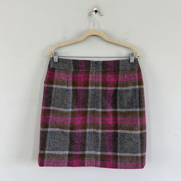 Boden British Tweed by Moon Plaid Check Pink Green Wool Pencil Skirt - Picture 3 of 5